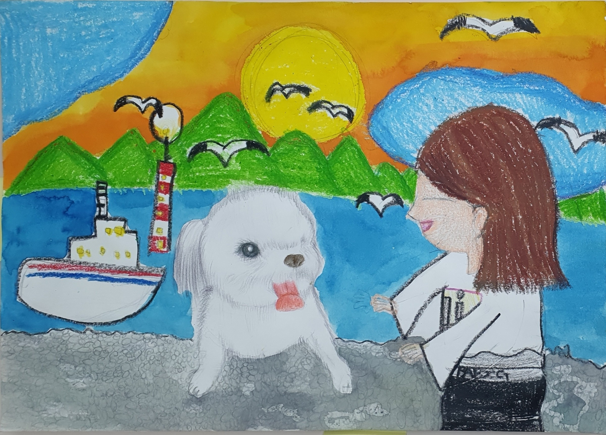 흰둥아, 집앞 바닷가로 산책가자! 썸네일