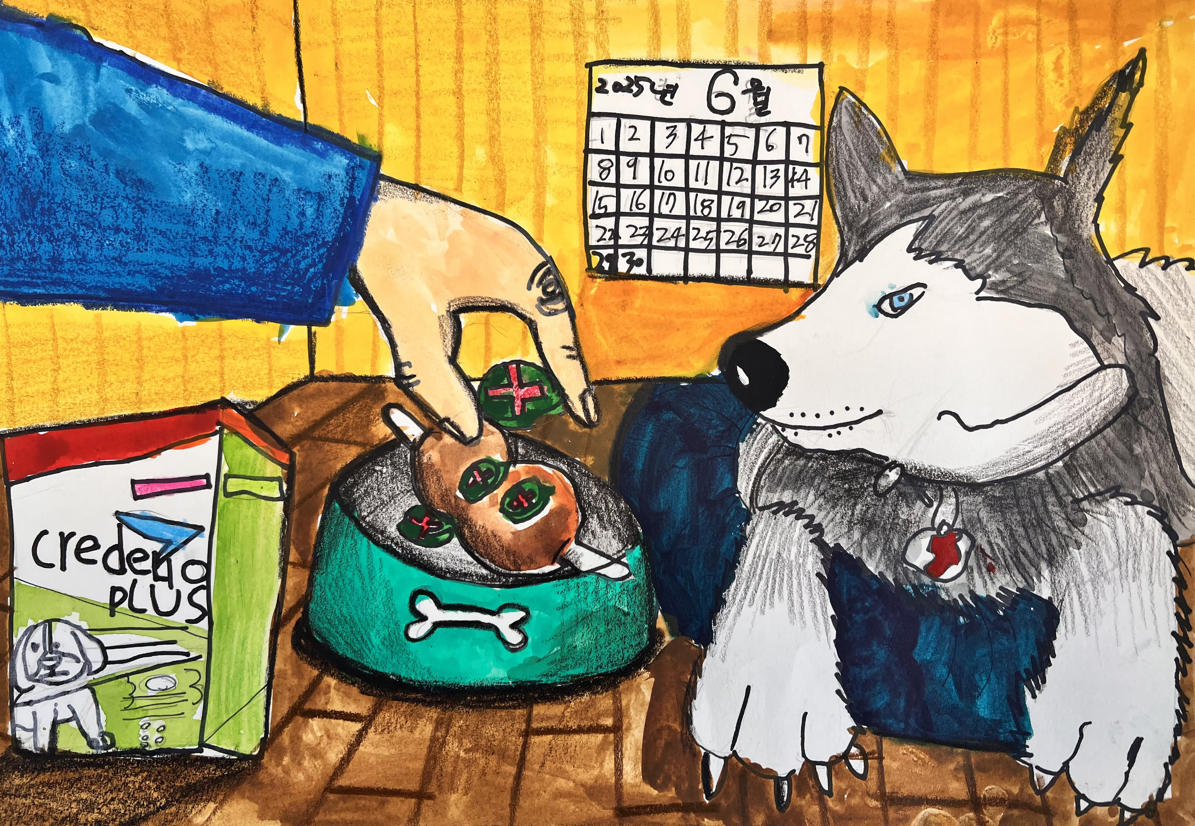 멋진 허스키강아지가 좋아하는 진드기약!! 썸네일