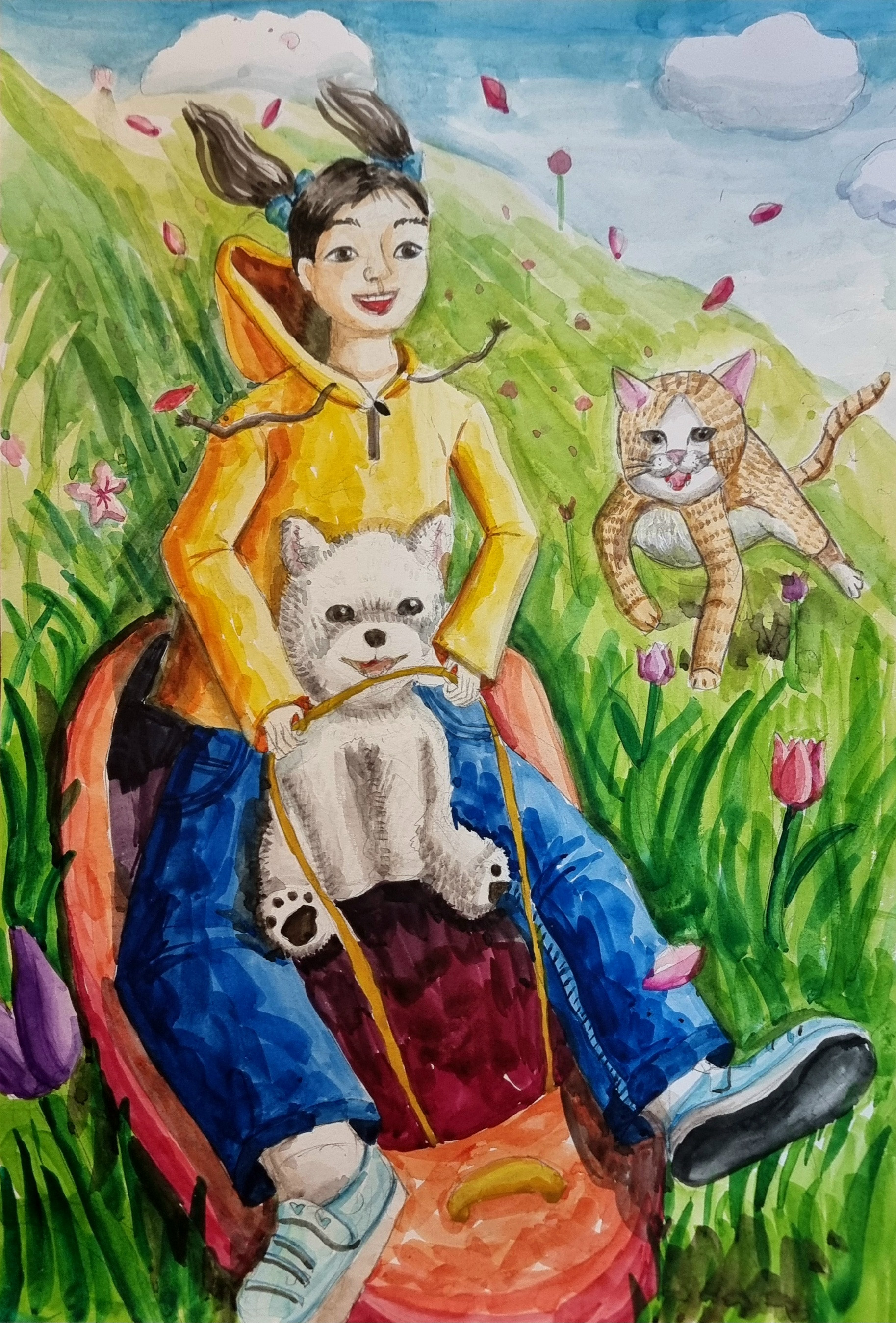 강아지와 썰매 타기 썸네일