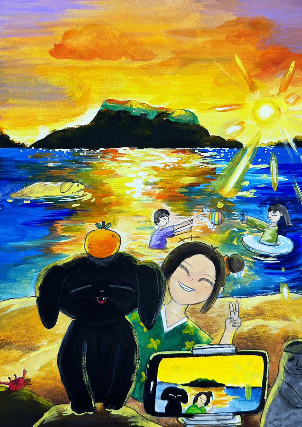 노을진 우도에서 나와 강아지의 해수욕 썸네일